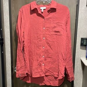 NWT Jessica Simpson faded red gauze Button Down Shirt